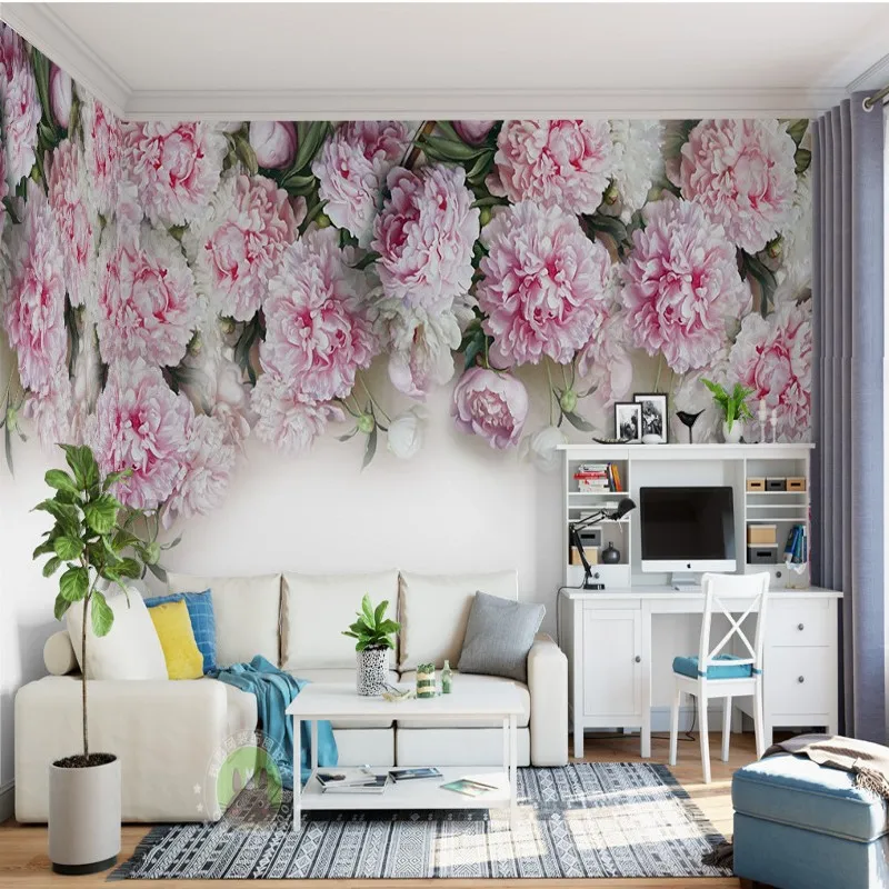 Пользовательские фото обои Европейский Романтический Пион цветок ТВ фон