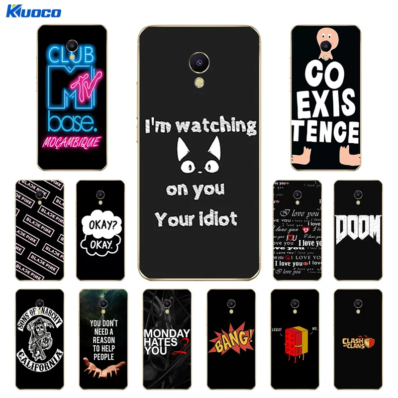 Cases for Meizu M5S mini Black Letters Printing Meilan5S Phone Shell Transparent 5.2 inch Soft Silicone Meizu5s |