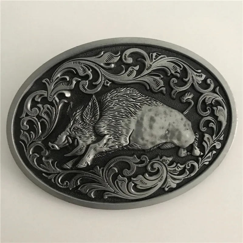 Розничная продажа Новый крутой 3D серебряный узор дикий кабан ковбойский ремень