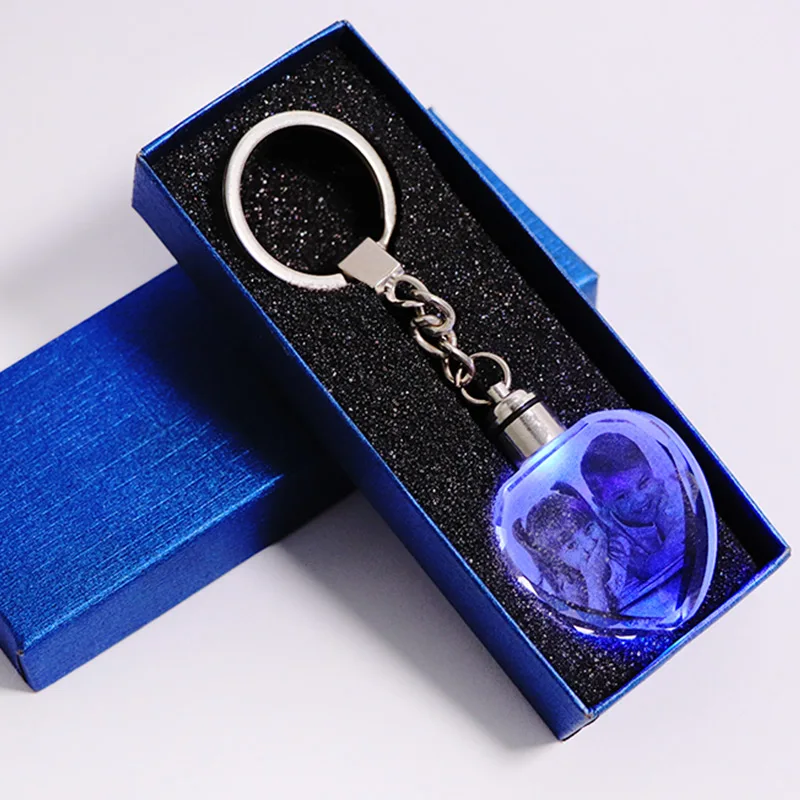 Heart with box Пользовательские Хрустальные фоторамки персонализированные миниатюрные фото подарок украшение картина Кулон сувенир подарок День Святого Валентина свадьба - Цвет: Heart with box