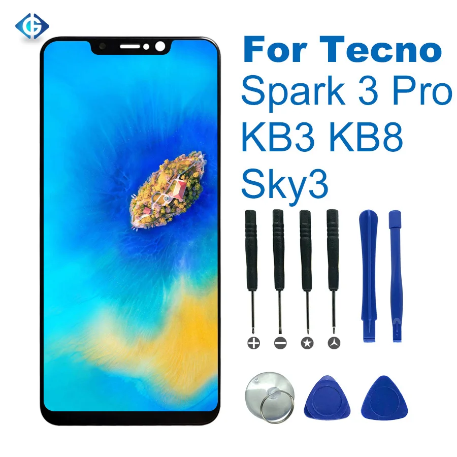 6,2 ''lcd для Tecno Spark 3 Pro KB3 KB8 lcd дисплей кодирующий преобразователь сенсорного экрана в сборе для Tecno Spark 3 Pro KB8 lcd полный