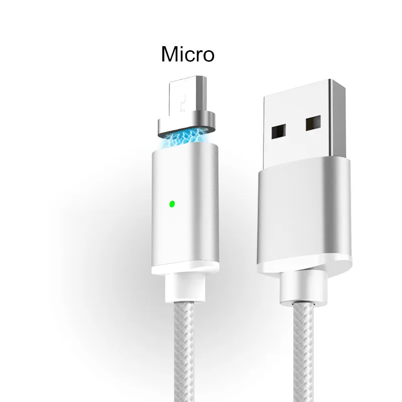 Silver for Android Магнитный кабель Vanniso Micro USB 2A, кабель для быстрой зарядки для iPhone XS X XR 8 7 samsung S8 type C, магнитный кабель для мобильных телефонов - Цвет: Silver for Android