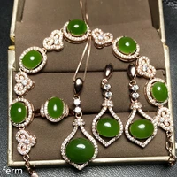 kjjeaxcmy boutique jewels 925 pure silver inlays pure natural jasper pendant ring earrings bracelet 4 sets flower flow curve new