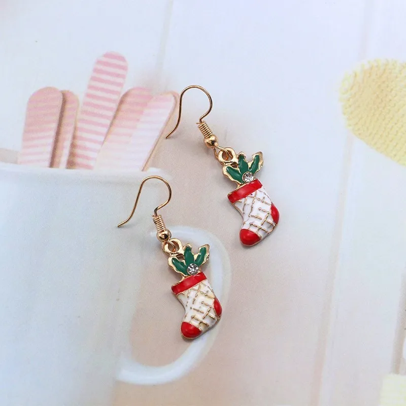 DIY рождественские ботинки подвеска ожерелье серьги набор модные стразы лист