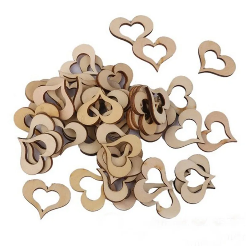 

Пустые полые деревянные украшения в форме сердца 10/20/30/40 мм, свадебный стол, искусственная карта, подвеска, создание веревки
