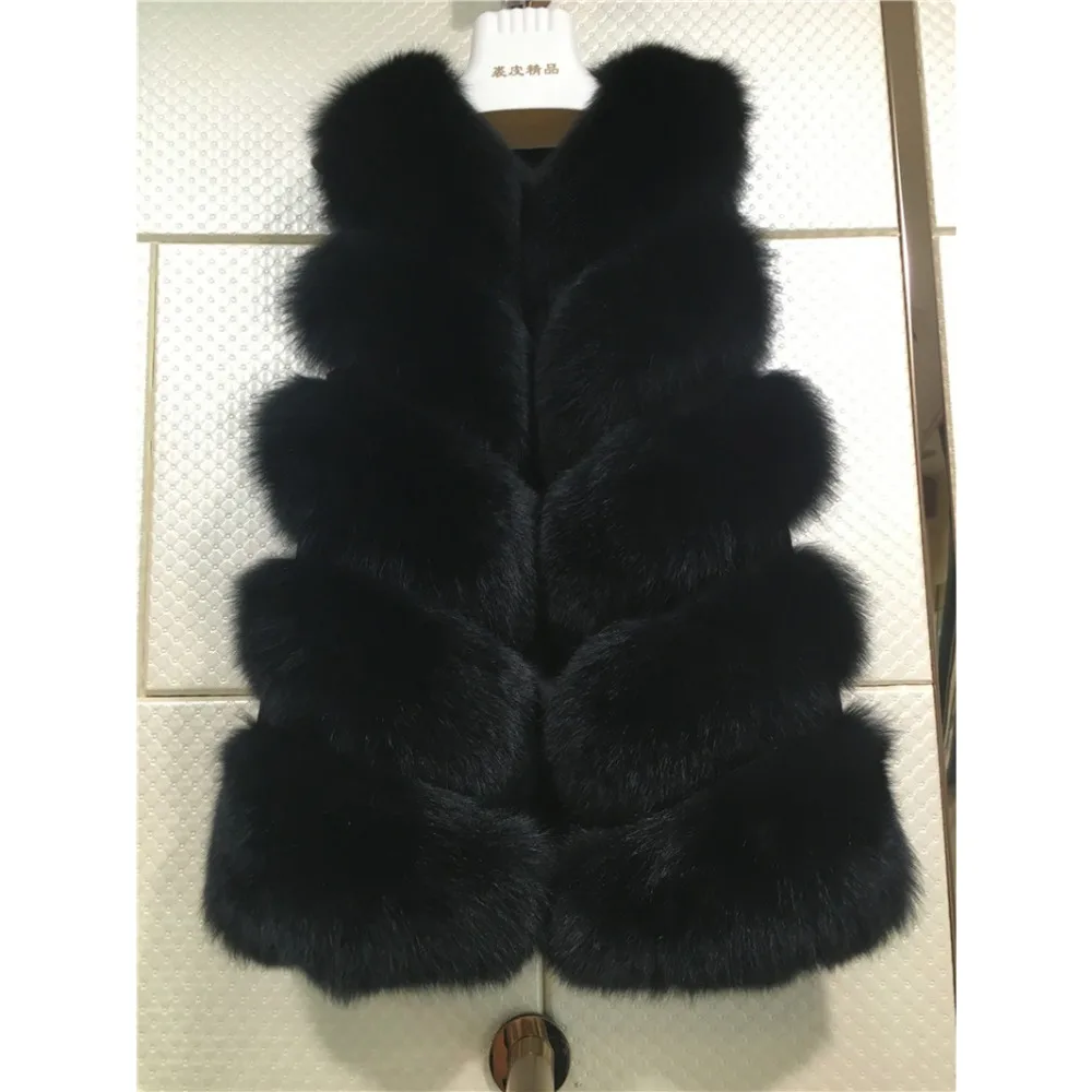 100% из натурального меха лисы Жилет зимняя высокого качества женская меховая