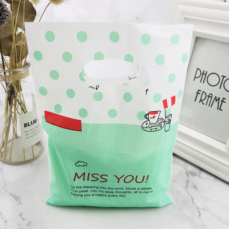 Green Miss You Более леопардовым узором ювелирные изделия Пластик сумка с ручками 15x20 см подарок на свадьбу из бутика подарочная упаковка Пластик с ручкой - Цвет: Green Miss You