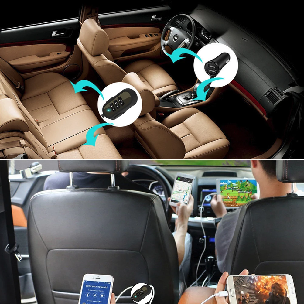 Q8T 5.8A 5 портов USB Автомобильное зарядное устройство переднее и заднее сиденье автомобильное зарядное устройство умный адаптер для нескольких задних сидений зарядки