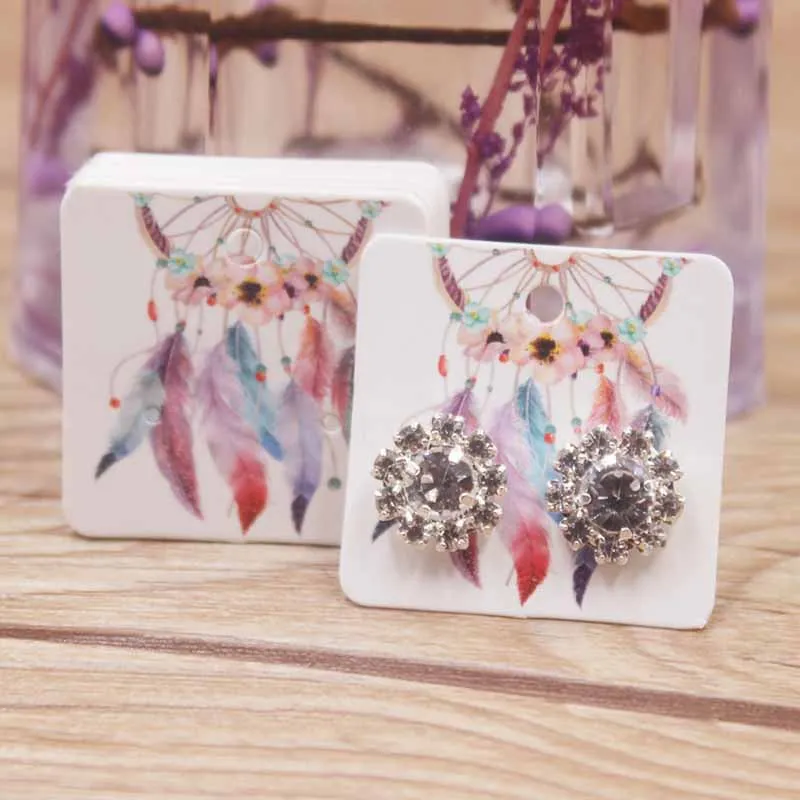 100 шт. удачи в стиле Ловец снов Небольшие серьги бумага посылка карт DIY ручной