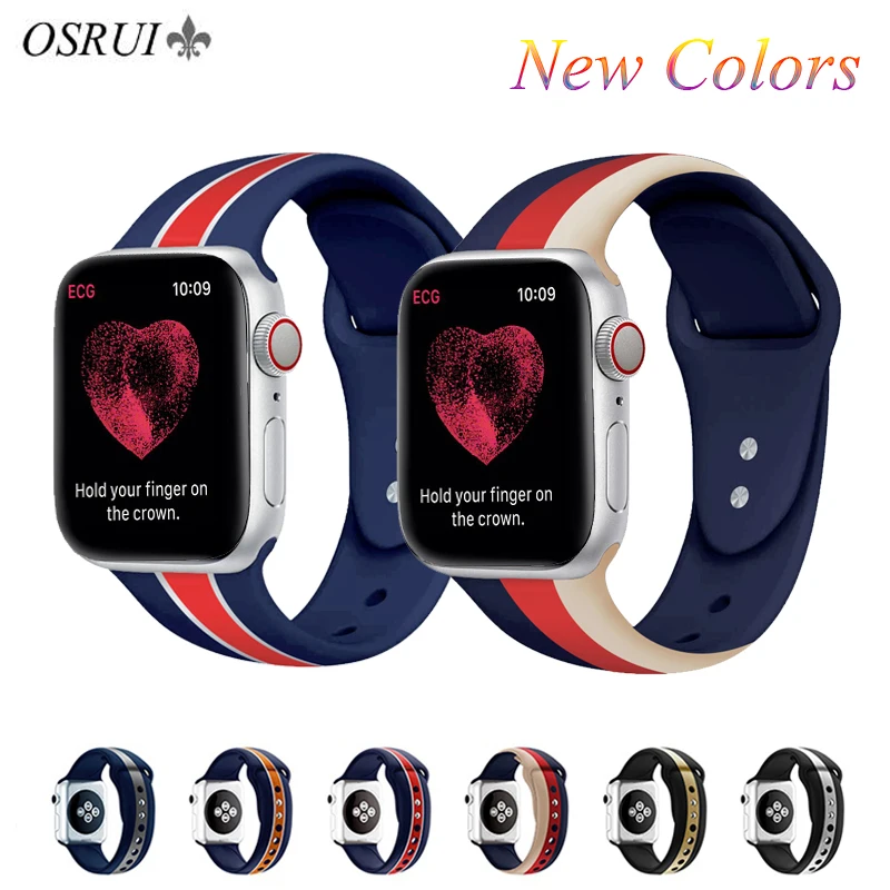 Спортивный силиконовый ремешок для apple watch band 44 мм 40 мм iwatch 42 мм 38 мм полосы мягкий браслет на запястье серии 4 3 2 1 Аксессуары