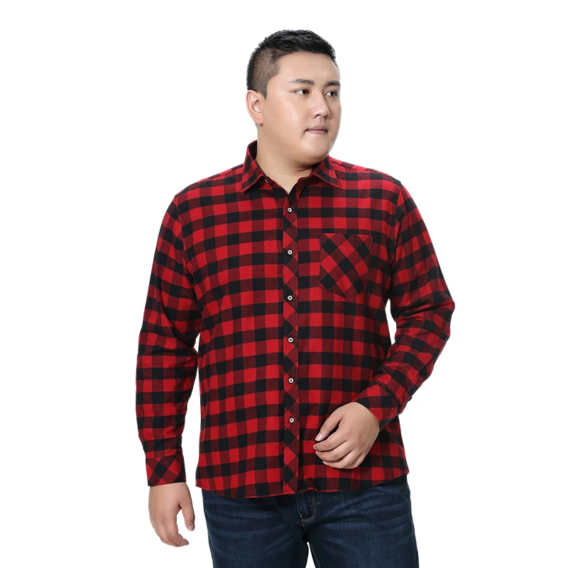 Мужская Фланелевая рубашка в клетку из 100% хлопка с длинными рукавами высокого