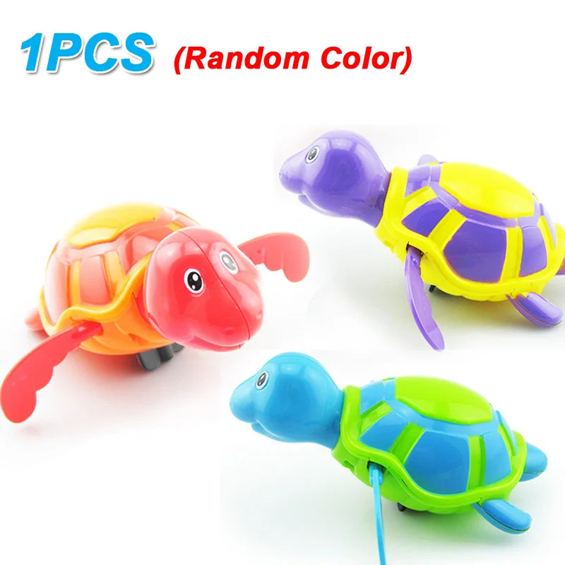 tortoise 1pcs Детская игрушка для ванны Акула крокодил Бегемот плавание ванна черепаха Плавающая водяная намотанная цепь Детские Классические игрушки-подарки случайный цвет - Цвет: tortoise 1pcs