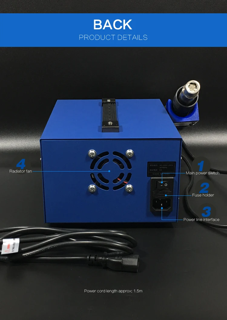 3 in1 SAIKE 909D++ горячий воздух паяльная станция De паяльная станция постоянного тока Регулируемый источник питания 15 V 2A