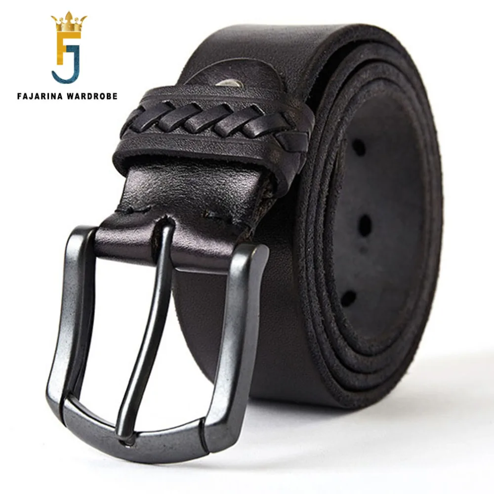 FAJARINA Unisex Quality Accessories Male Pin Buckle Metal Joker Retro Belt Pure Cowhide Leather Belts Female Accessory N17FJ295