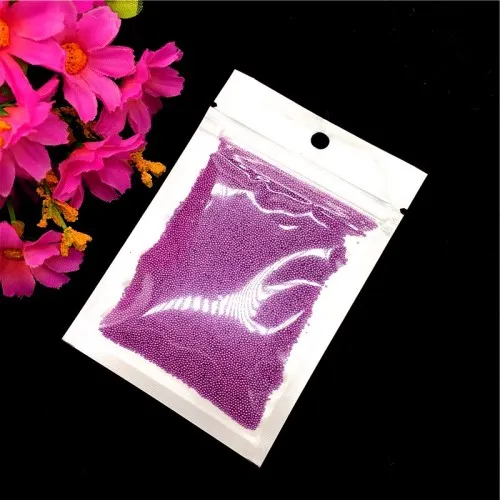 Light purple 1 мм маленькие стеклянные бусины с разноцветными круглыми отверстиями, 3D жемчужные бусины для ногтей DIY, украшения для ногтей 20 г - Цвет: Light purple