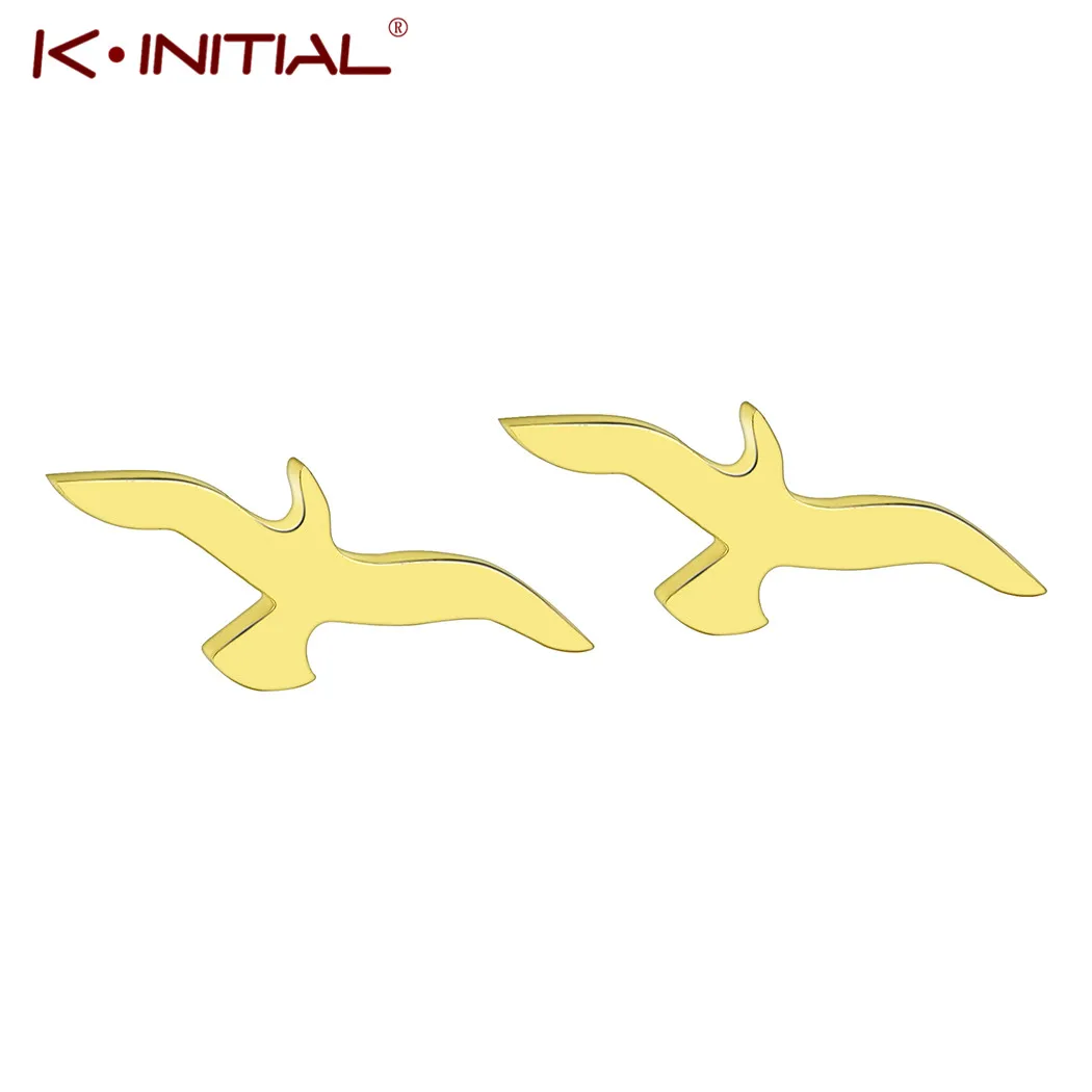 Женские серьги пусеты Kinitial Модные металлические гвоздики в виде птицы вечерние