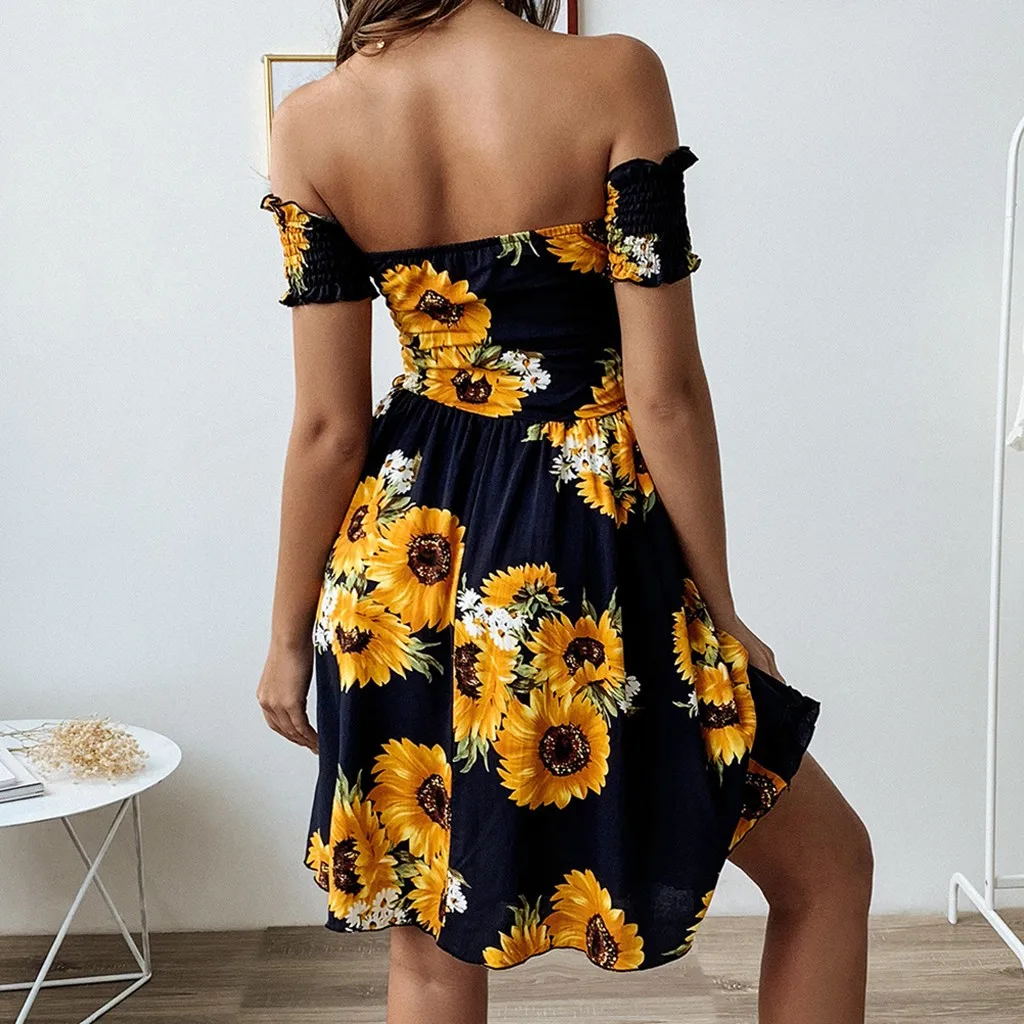 Женское весенне летнее платье модное Повседневное с принтом подсолнуха женское
