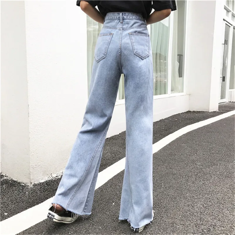 JUJULAND Высокая талия расклешенные джинсы женские Джинсовая ткань брюки винтажная женская одежда осень брюки с высокой талией джинсы-стретч 3805