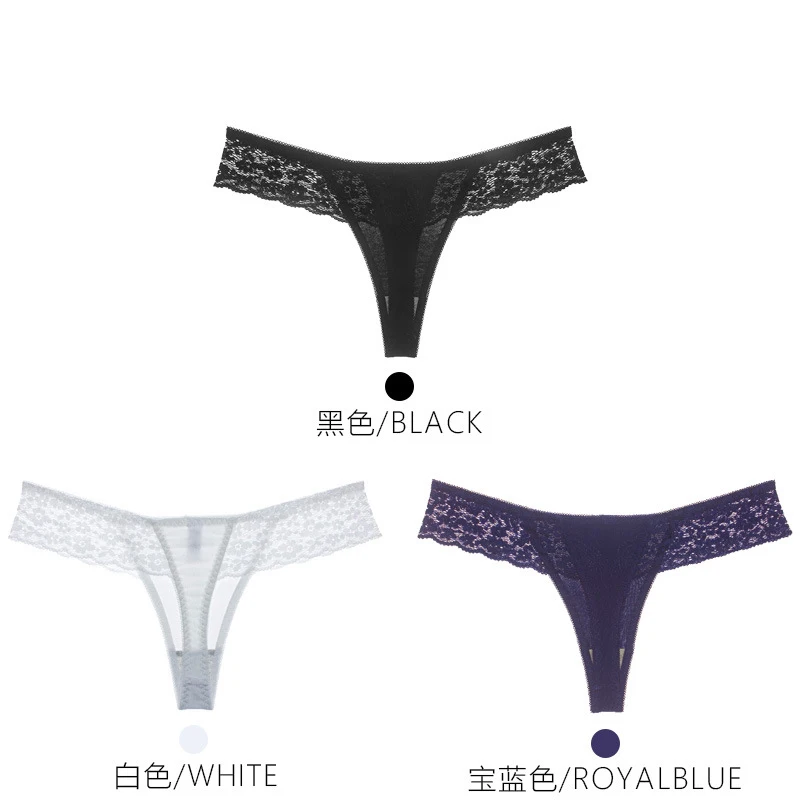 black white blue 3 шт./лот, сексуальные, цветочные, кружевные, хлопок, пэчворк, стринги, v-образный вырез, трусики, женские, с высокой посадкой, стринги, спортивные штаны, кружевное нижнее белье, нижнее белье - Цвет: black white blue
