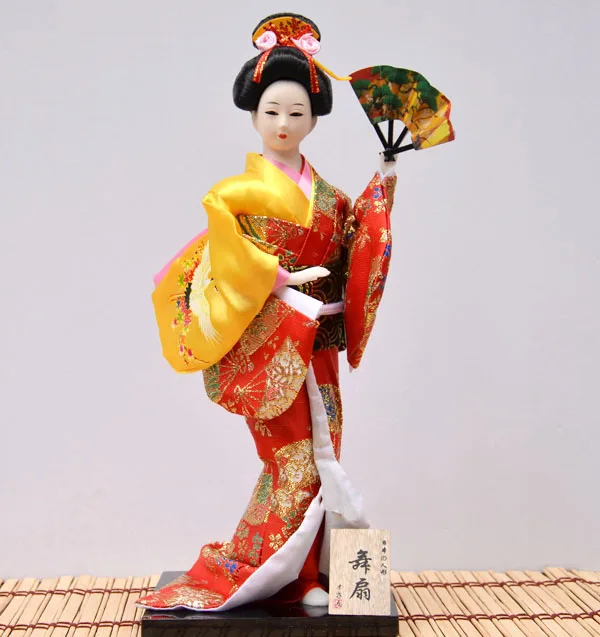 30 см Новинка японское кимоно для танцев статуя гейши с поклонниками украшение