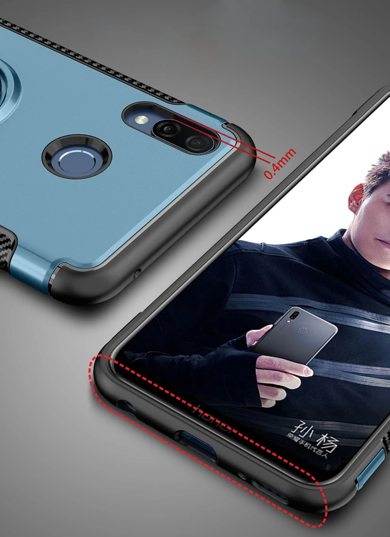 Huawei Y9 Case Cover Armor Full Protection Ring Magnetism Holder Shockproof TPU+PC sfor Huawei Y9 Car Shell Funda Capa