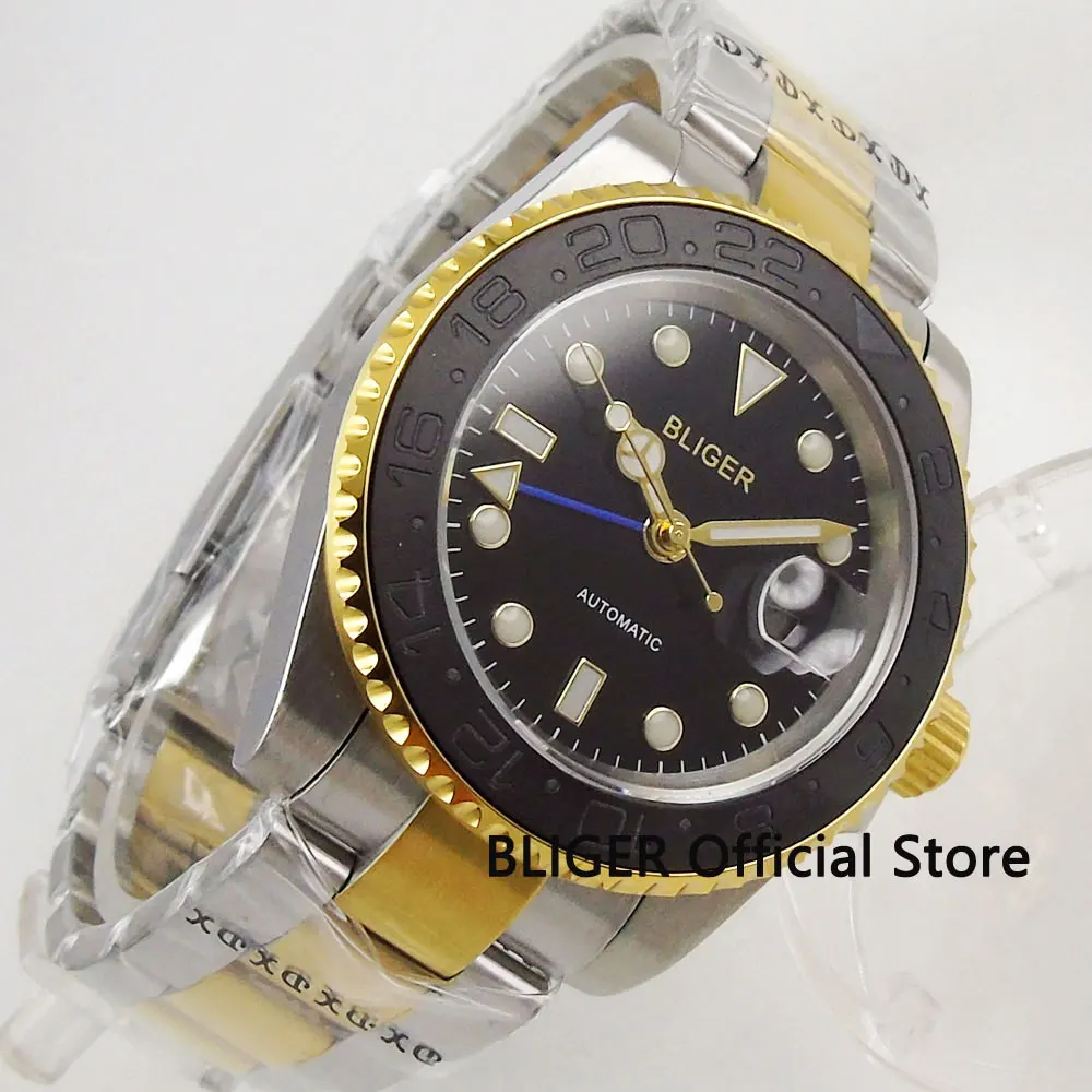 Часы с сапфировым стеклом 40 мм зеркальные автоматические часы из нержавеющей