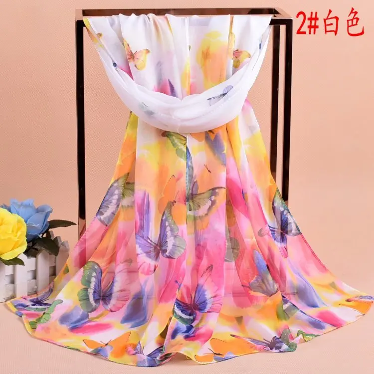 Длинные шифоновые шелковые шарфы новинка весны 2019 женские с цветочным принтом в
