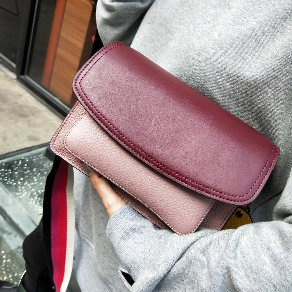 

Vintage Ggenuine Leather Handbags for women contrast color Fashion Shoulder cross body Bags Luxury Handbags Women Bag Designer