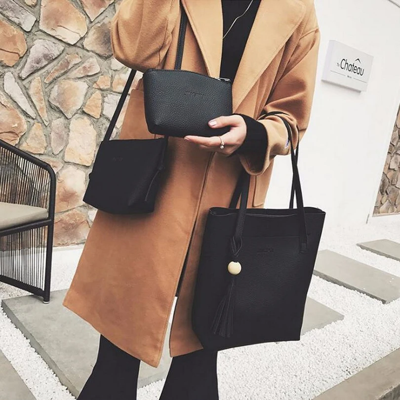 Корейский стиль 3 шт./компл. Женская Повседневная кожаная сумка для багажа Сумка