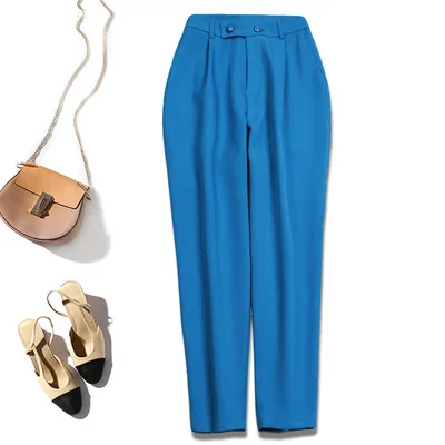 Women Pant Suits New professional set of long-sleeved European and American fashion suit high waist Harlan nine pants two sets |