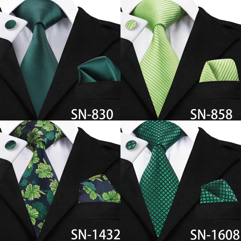 Hi Tie новый зеленый Шелковый мужской галстук для мужчин 8 5 см классический набор
