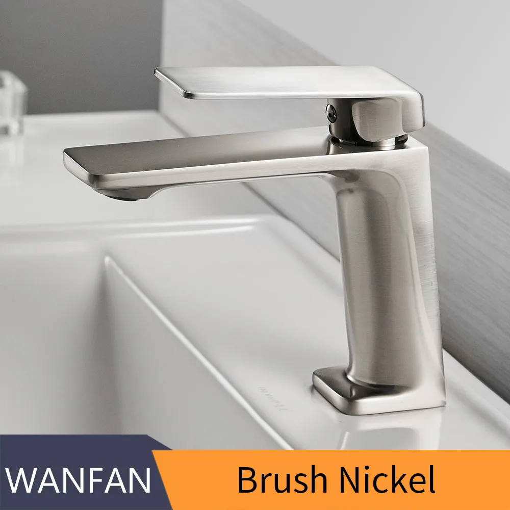 Brushed Nickel Смеситель для раковины для ванной комнаты, золотой кран с одной ручкой и отверстием, кран для раковины Grifo Lavabo, смеситель для горячей и холодной воды, кран 9922K - Цвет: Brushed Nickel