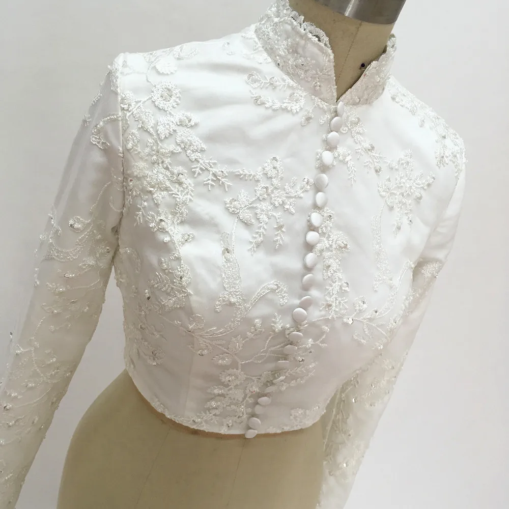Свадебный жакет 2020 белая свадебная шаль с длинным рукавом кружевом и бусинами