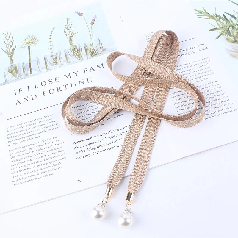 Женский тонкий пояс с жемчужинами узлом для платья роскошный узкая лента |