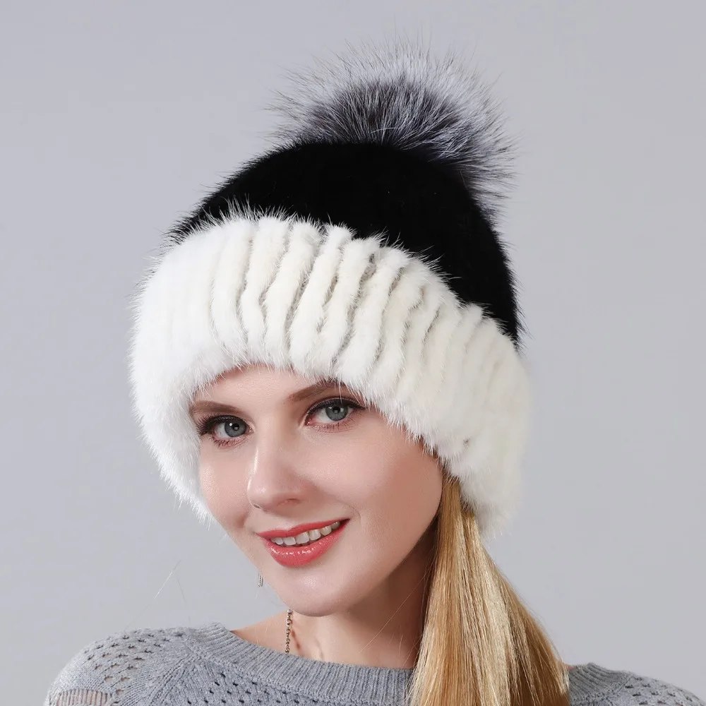 Горячие ручной классический норковая шапка натуральным норки Мех животных с