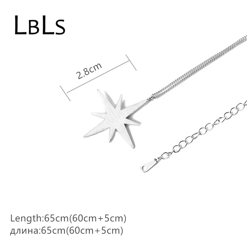 LBLS 925 пробы Серебряное длинное ожерелье Звезда длинное ожерелье цепочка Стерлинговое Серебро-ювелирные изделия ожерелья и подвески для женщин Bijoux