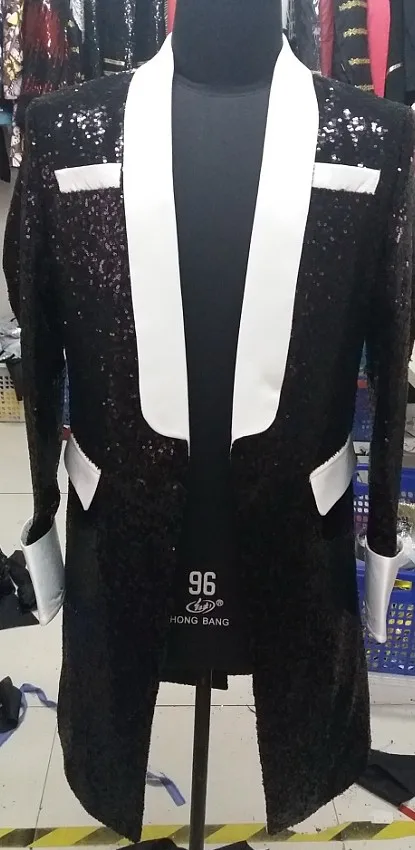 

Бесплатная доставка, 100% настоящая мужская Черная куртка-смокинг с блестящим белым воротником/для мероприятий/студии/поя/выступления на сцене/куртка/Таможенный Размер