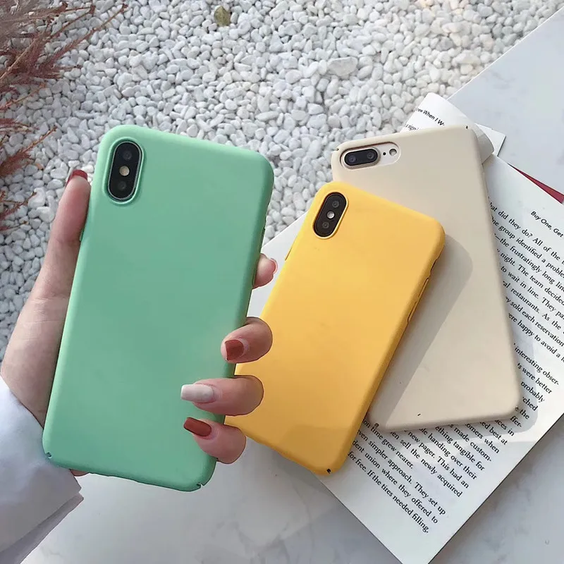 Simple Candy Color Korean Phone Case For 7 Puls 6 6S 8 X Xs XR Xsmax Cases Retro Solid color Hard Plastic Matte Cover |