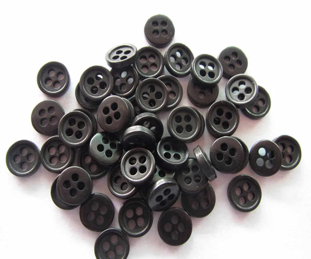 Бесплатная доставка черные полимерные пуговицы 8 мм с 4 отверстиями оптовая
