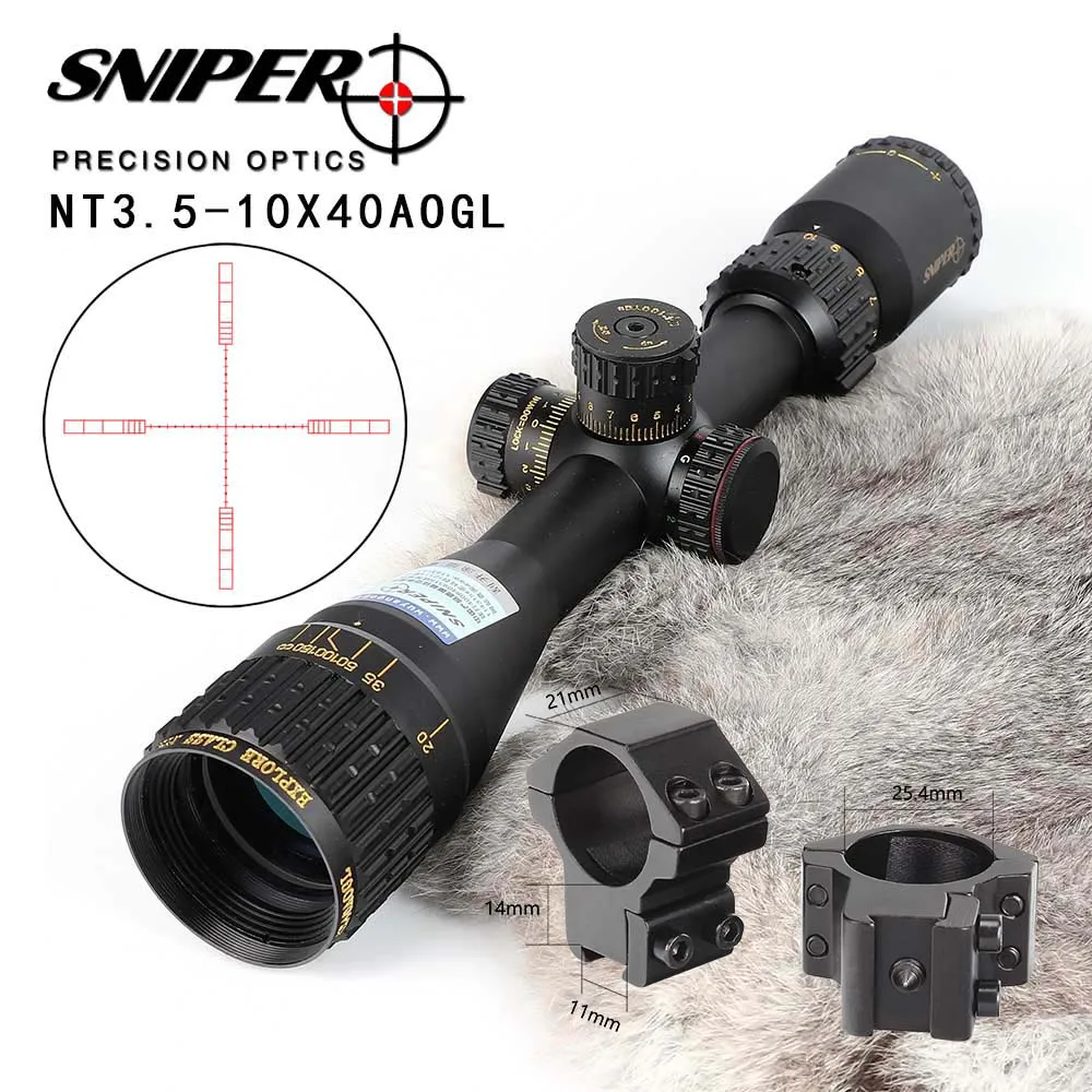 with Dovetail Rings SNIPER NT 3,5-10X40 AOGL охотничьи оптические прицелы тактический оптический прицел полноразмерный стеклянный гравированный прицел с подсветкой RGB - Цвет: with Dovetail Rings