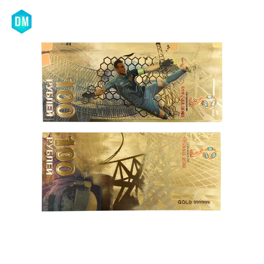 300 шт./лот 2018 российский Кубок мира акинфеев 100 рублей 24 к позолоченные Купюры в