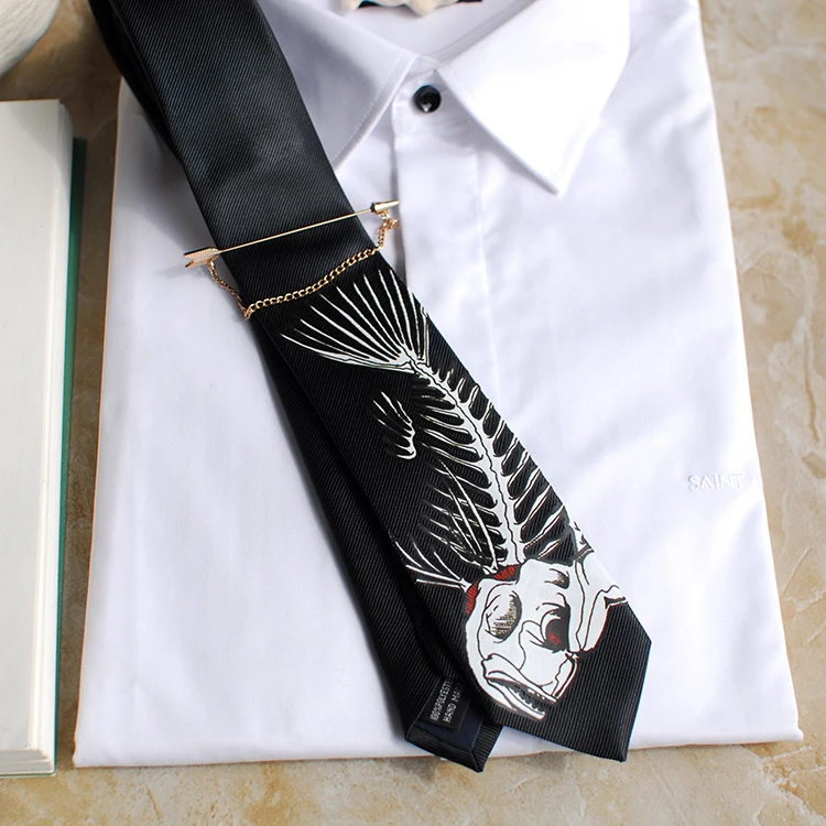 В качестве подарка Мода в винтажном стиле Цвет Черный Рыба с рисунком черепа