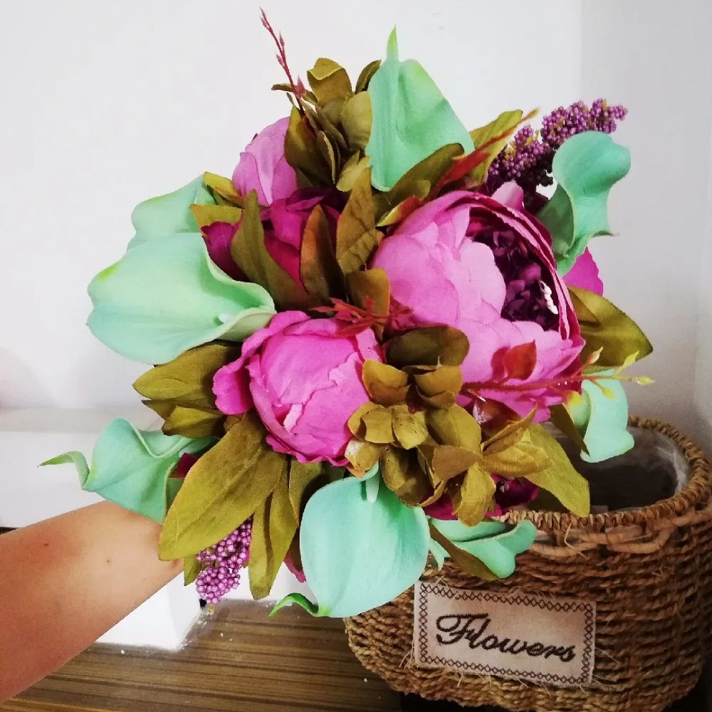 Романтический свадебный букет свадебные украшения Искусственный Пион Calla Lily Bouque