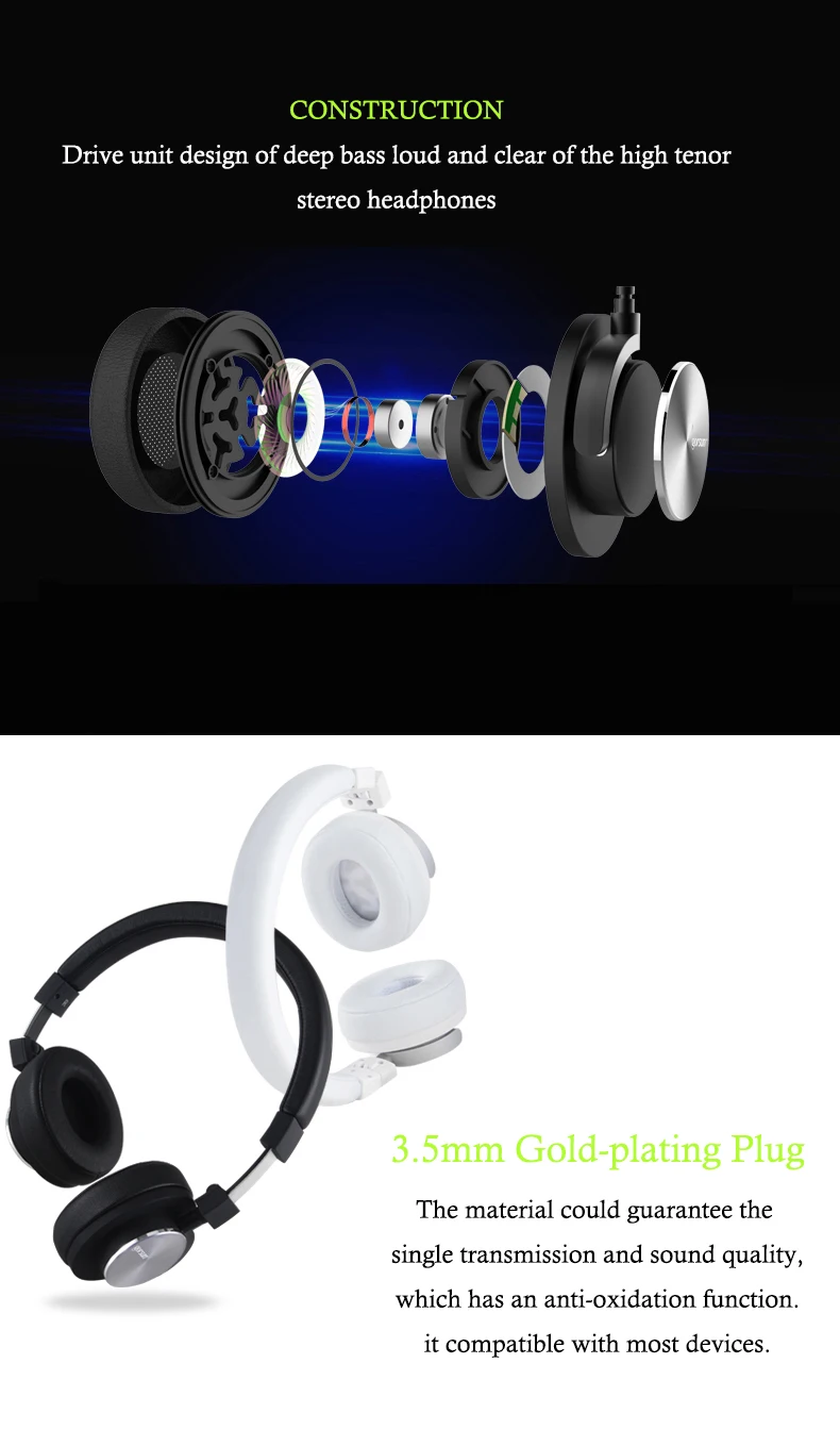 GS781 3,5 мм гарнитура складные наушники Регулируемый AUX HiFi регулятор громкости с микрофоном