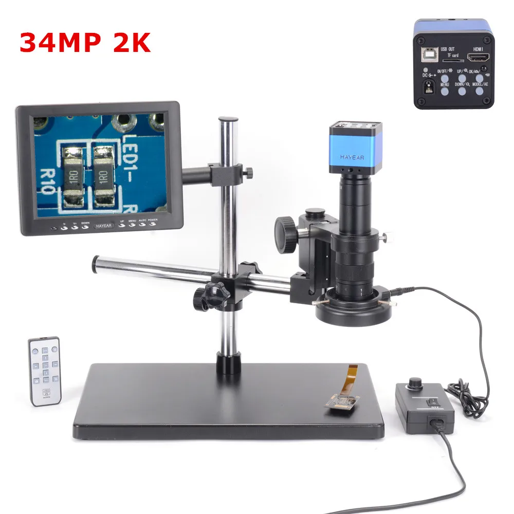 Цифровой промышленный микроскоп 34 МП 2K 1080P 60 кадров в секунду HDMI USB x фотообъектив