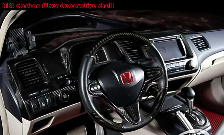 Для Honda Civic 2005 2006 2007 2008 2009 2010 2011 углеродное волокно чехол на руль автомобиля аксессуары стиль