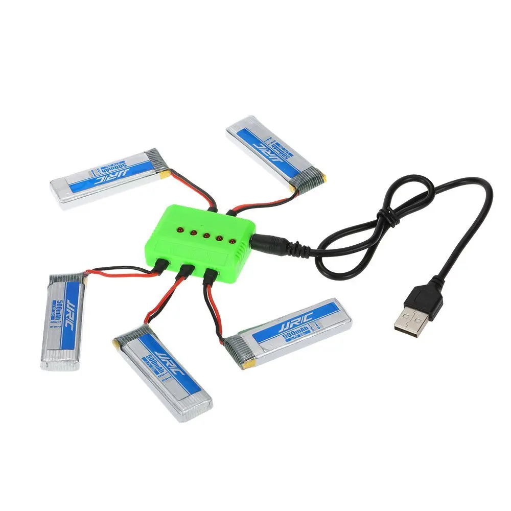 

5Pcs JJRC H37-0001 3.7V 500mAh 20C LiPo Battery and 5-Port Charger Set for JJRC H37 E50 Selfie Drone RC Quadcopter