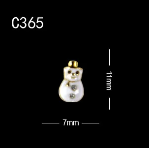 C365 10 шт./лот Рождественская елка шляпа снеговик Санта Клаус украшения для ногтей сплав Металл DIY 3D аксессуары из стразов - Цвет: C365