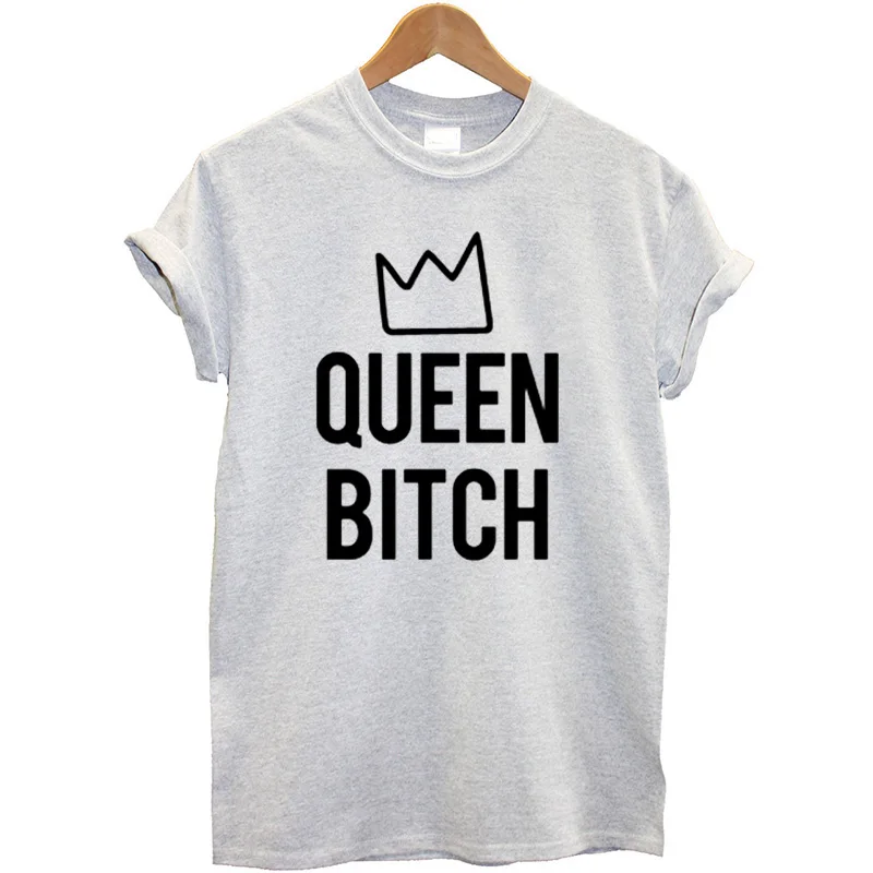 Женская футболка с буквенным принтом Queen Bitch забавные летние топы короткими