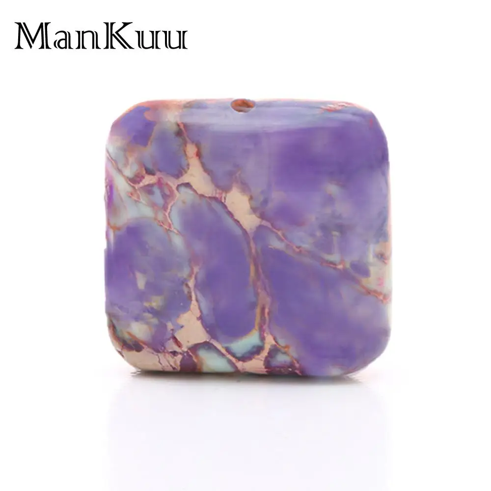 Mankuu 18mm Square Purple Sea Sediment Jaspers Stone Beads For Jewelry Making Drilled Hole Loose DIY Accessories 5pcs/Lot | Украшения и